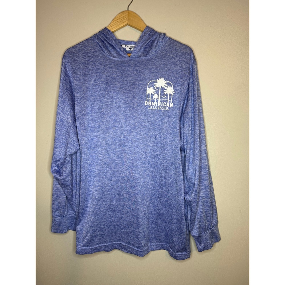Spicy Tuna Mens XL Dominican Republic Coastal‎ Collection Hoodie Blue Space Dye